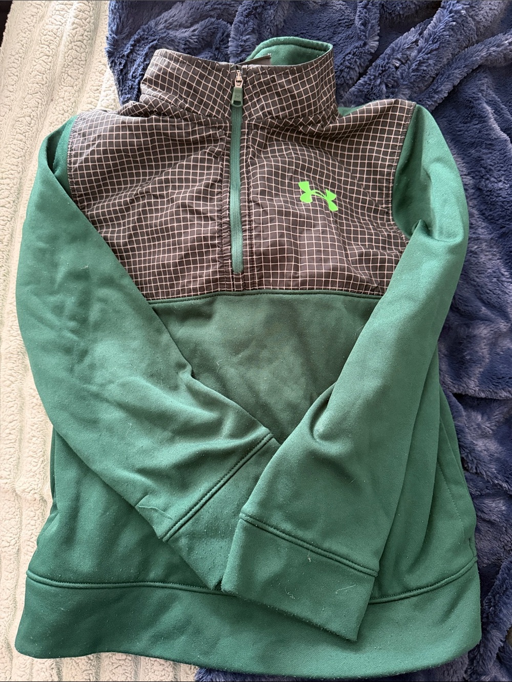 Under Armour Green and Dark Grid Quarter-Zip Pullover